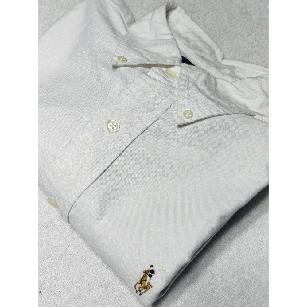 Ralph Lauren Oxford Shirt Men's M Classic Fit White Multicolor Pony Cotton